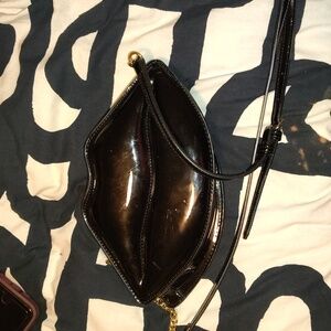 Aldo Black Patent Lip-Shaped Crossbody Bag